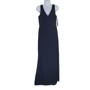 SOCIAL BRIDESMAID 8194 Black Sleeveless Tie Back Chiffon Trumpet Gown Size 8 R